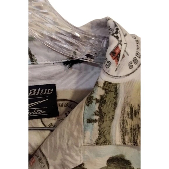 Vtg Newport Blue Mens Sz L American Classic Chevrolet Corvette Button Up Shirt - Picture 7 of 9